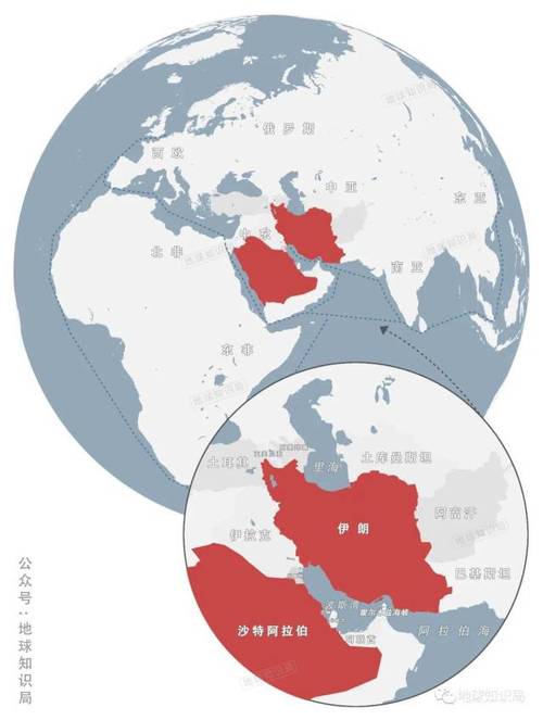 伊朗和沙特的地图位置