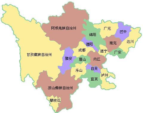 四川地图哪个州或者是市边界最短