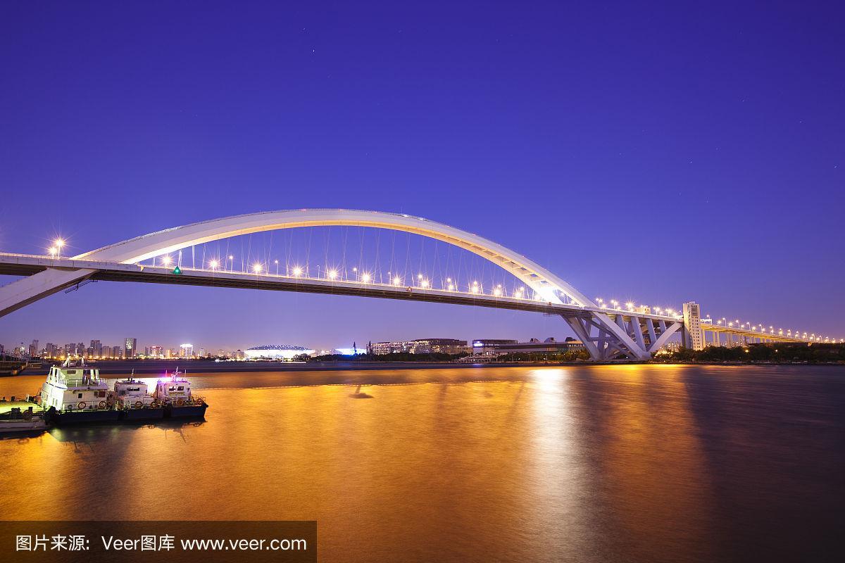 上海卢浦大桥下是地还是水