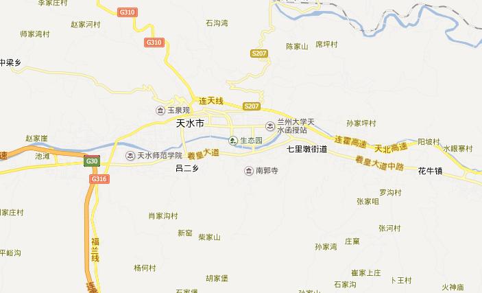 天水在甘肃省地图位置