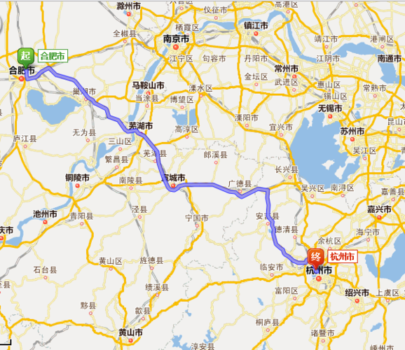 杭州到合肥南有多少公里