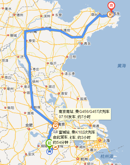上海到威海高铁多少公里
