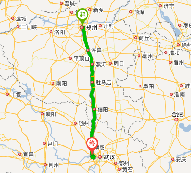 武汉到郑州的车途径地点