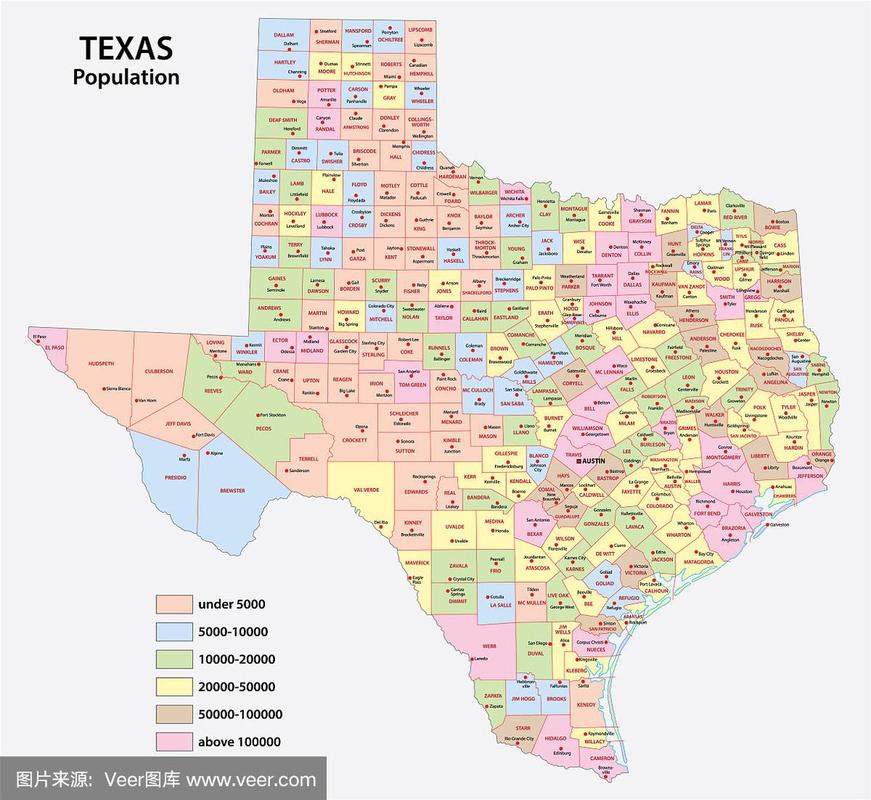 德克萨斯州人口分布