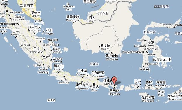 巴厘岛在地图上的位置