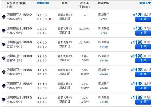 北京每天飞成都多少航班
