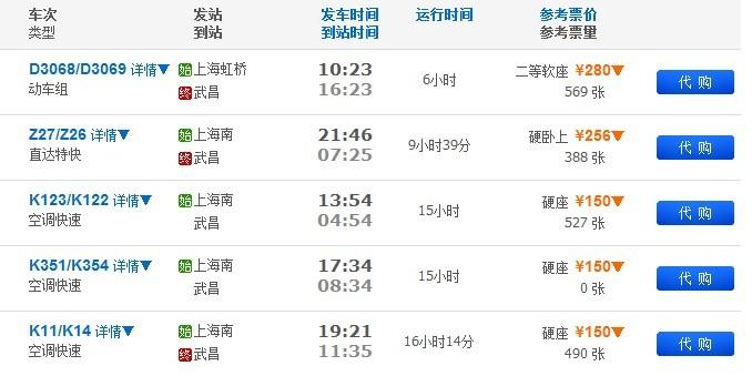 武昌坐火车到上海南经过哪些站