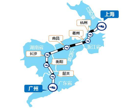 广州到上海高铁经过哪些站