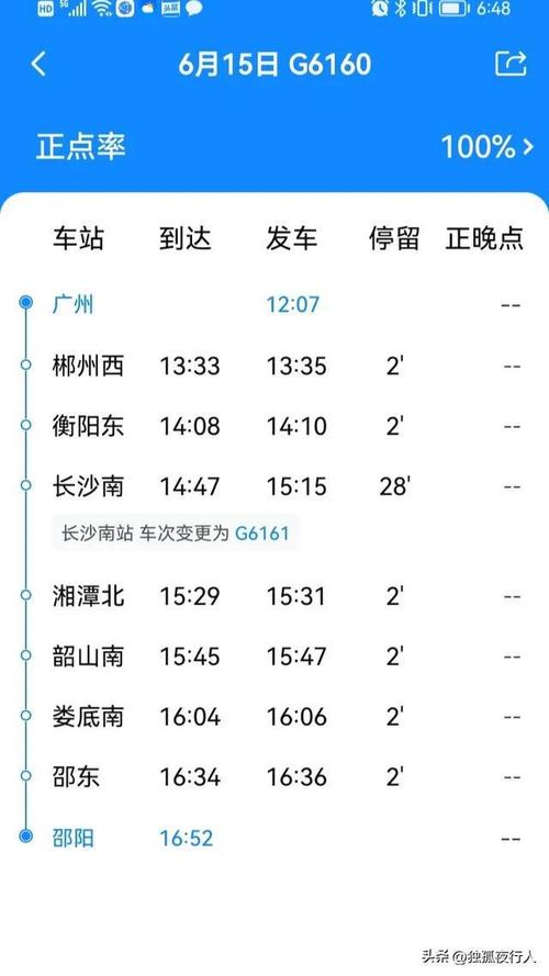 广州南到邵阳的G6170途经哪些站