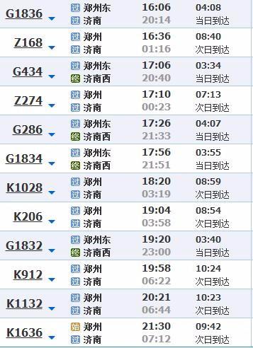 河南郑州到济南坐火车需要多长时间